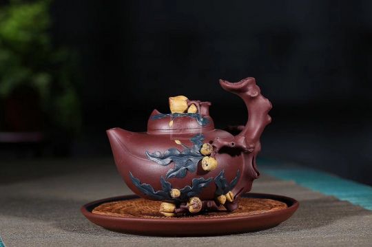 《多子多?！芬伺d紫砂壺高級工藝美術(shù)師純手工底槽青中壺茶具泡茶壺創(chuàng)新壺
