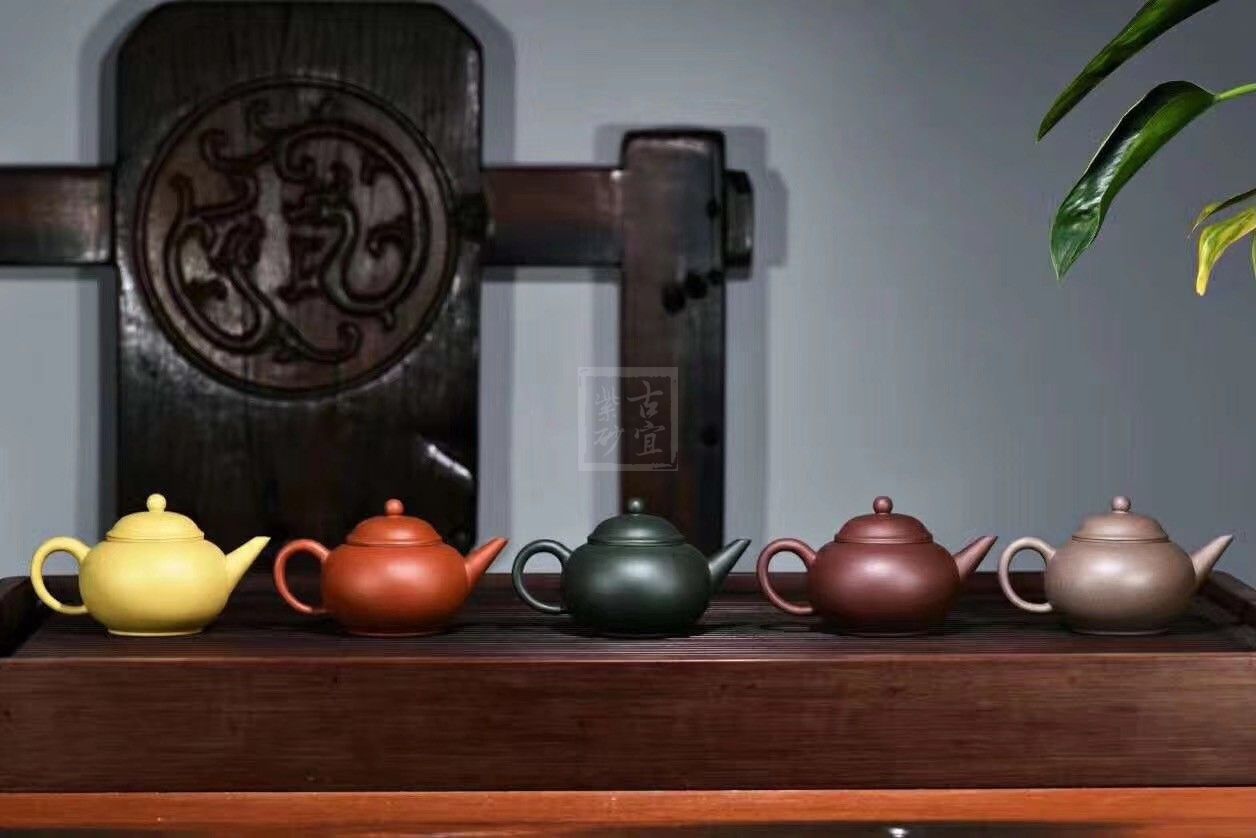 《五色土》綠泥，朱泥，紫泥，青灰泥，段泥純手工宜興紫砂壺茶具水平茶壺